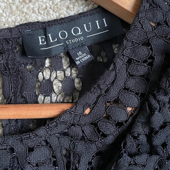 Eloquii Studio Lace Fit and Flare Dress Black Bell Sleeve Women’s Size 16 - Picture 5 of 11